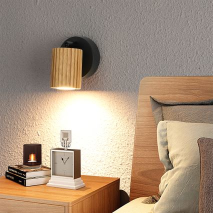 Brilagi - Kinkiet punktowy MODERN WOOD 1xGU10/8W/230V kauczukowiec/czarny