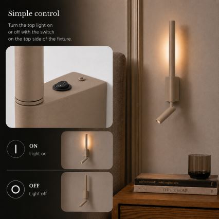 BRILAGI - Kinkiet punktowy VIXON LED/3W/230V + LED/5W beżowy CRI 90