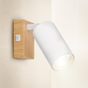Brilagi - Kinkiet punktowy z wyłącznikiem SELE 1xGU10/30W/230V biały/dekor dębu