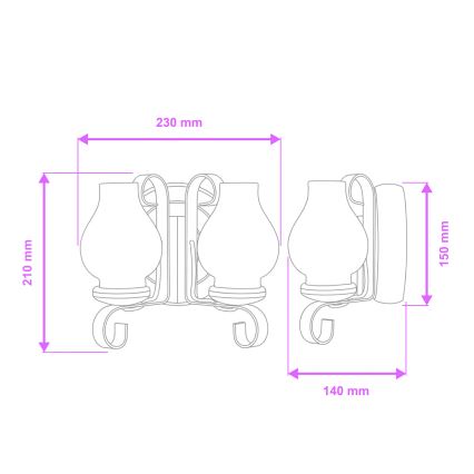 Brilagi - Kinkiet ROATA APLICA 2xE14/40W/230V buk/orzech