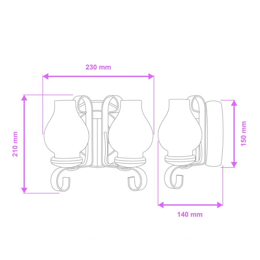 Brilagi - Kinkiet ROATA APLICA 2xE14/40W/230V buk/orzech