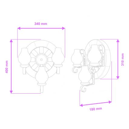 BRILAGI - Kinkiet ROATA APLICA 3xE14/40W/230V buk