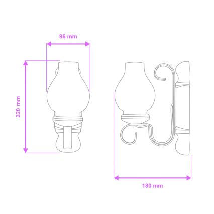 Brilagi - Kinkiet RUSTIC 1xE14/40W/230V buk