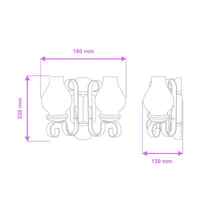Brilagi - Kinkiet RUSTIC 2xE14/40W/230V buk/orzech