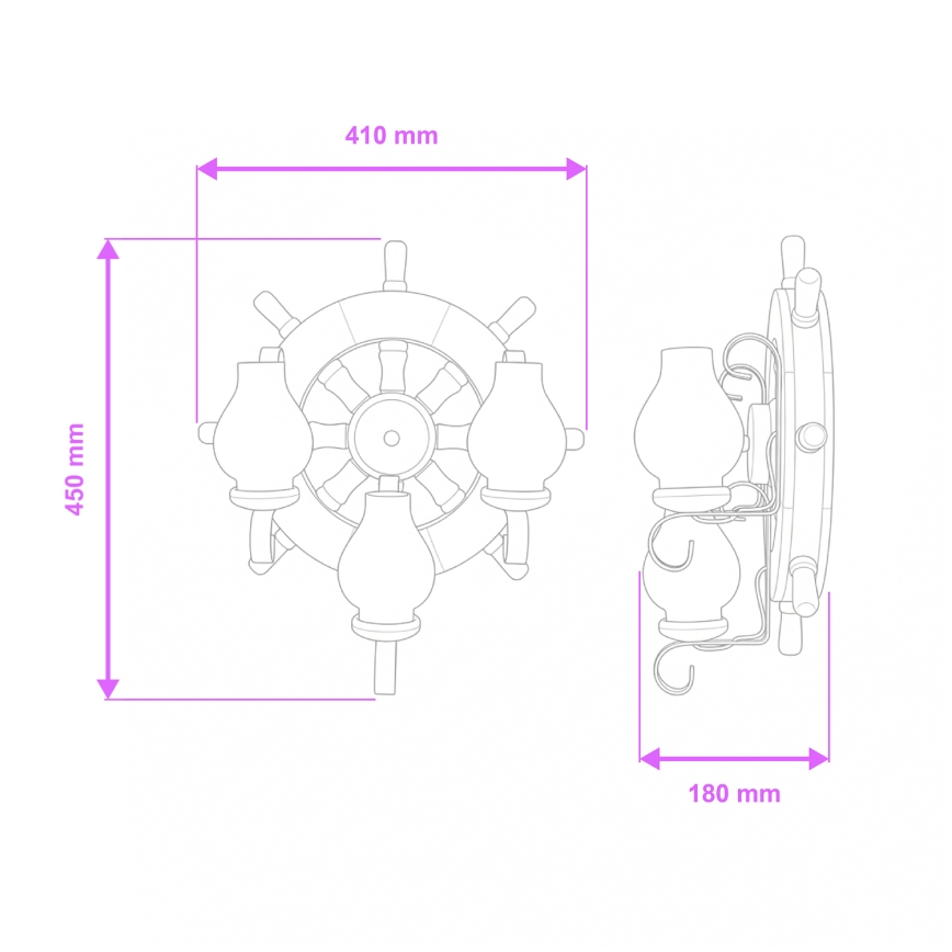 Brilagi - Kinkiet TIMONA 3xE14/40W/230V buk