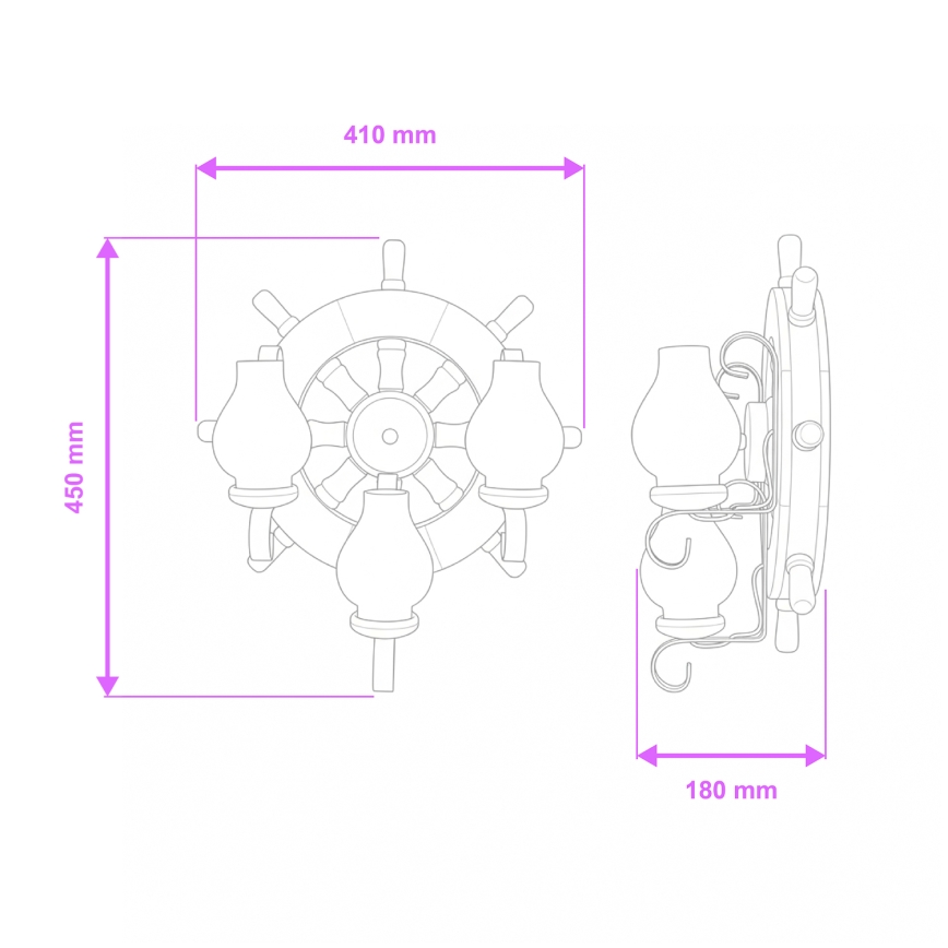 Brilagi - Kinkiet TIMONA 3xE14/40W/230V buk/orzech