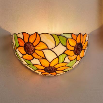 Brilagi - Kinkiet witrażowy Tiffany SUNFLOWER 1xE14/40W/230V