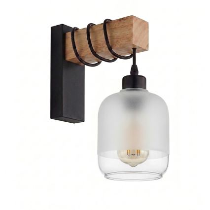 Brilagi - Kinkiet WOOD GLASS 1xE27/60W/230V sosna/czarny/biały