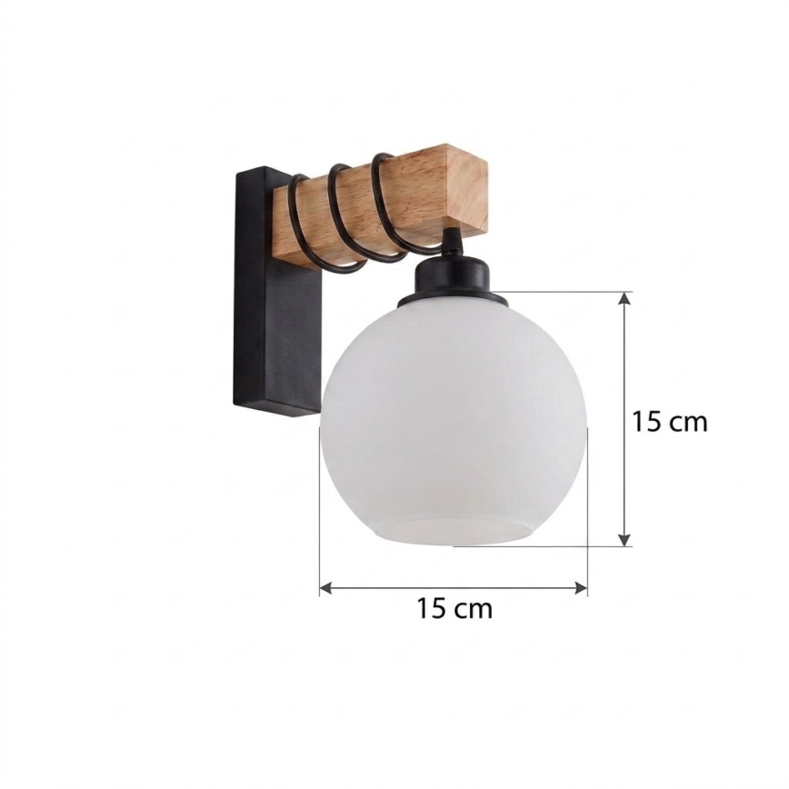 Brilagi - Kinkiet WOOD GLASS 1xE27/60W/230V sosna/czarny/biały