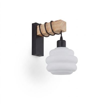Brilagi - Kinkiet WOOD GLASS 1xE27/60W/230V sosna/czarny/biały