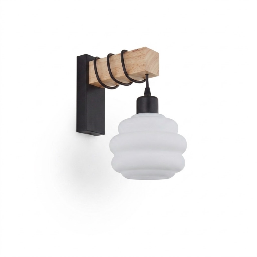 Brilagi - Kinkiet WOOD GLASS 1xE27/60W/230V sosna/czarny/biały