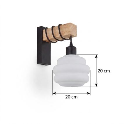 Brilagi - Kinkiet WOOD GLASS 1xE27/60W/230V sosna/czarny/biały