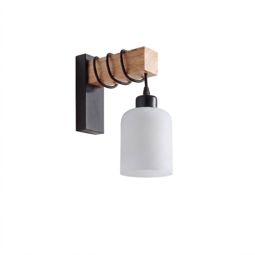 Brilagi - Kinkiet WOOD GLASS 1xE27/60W/230V sosna/czarny/biały