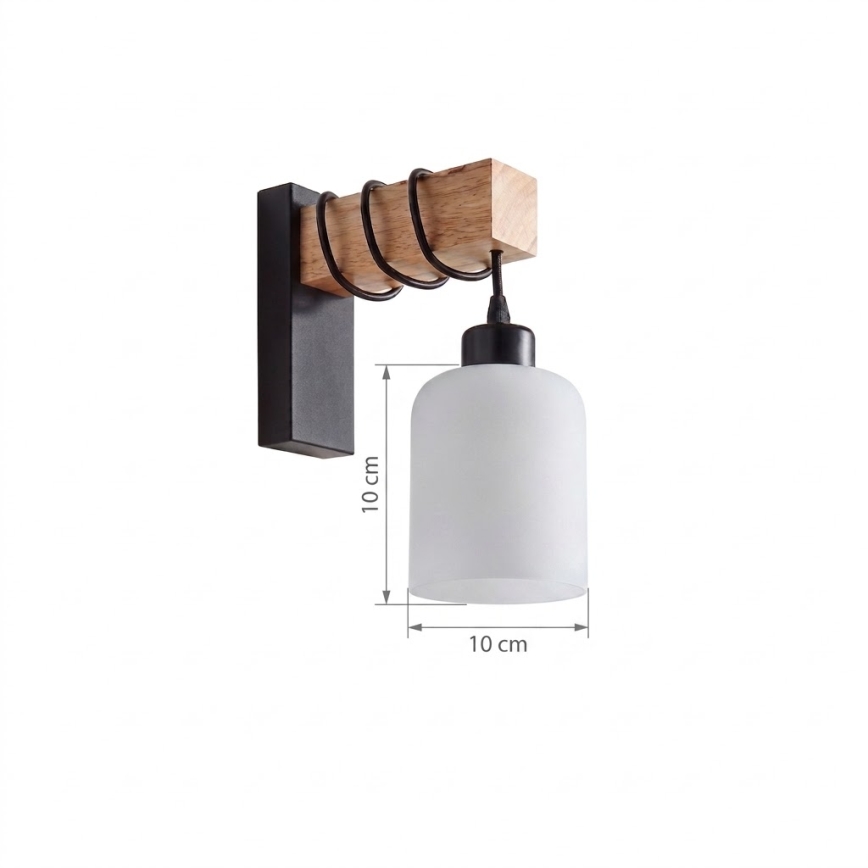 Brilagi - Kinkiet WOOD GLASS 1xE27/60W/230V sosna/czarny/biały