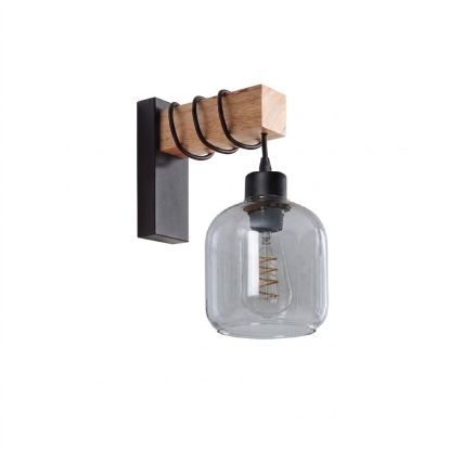 BRILAGI - Kinkiet WOOD GLASS 1xE27/60W/230V sosna/czarny/przydymiony szary