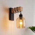 BRILAGI - Kinkiet WOOD GLASS 1xE27/60W/230V sosna/czarny/przydymiony brąz