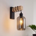 Brilagi - Kinkiet WOOD GLASS 1xE27/60W/230V sosna/czarny/przydymiony szary