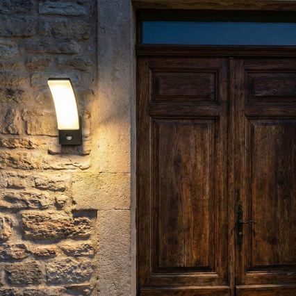 BRILAGI - Zewnętrzny kinkiet LED z czujnikiem ruchu i zmierzchu ARCELO LED/12W/230V IP65 czarny