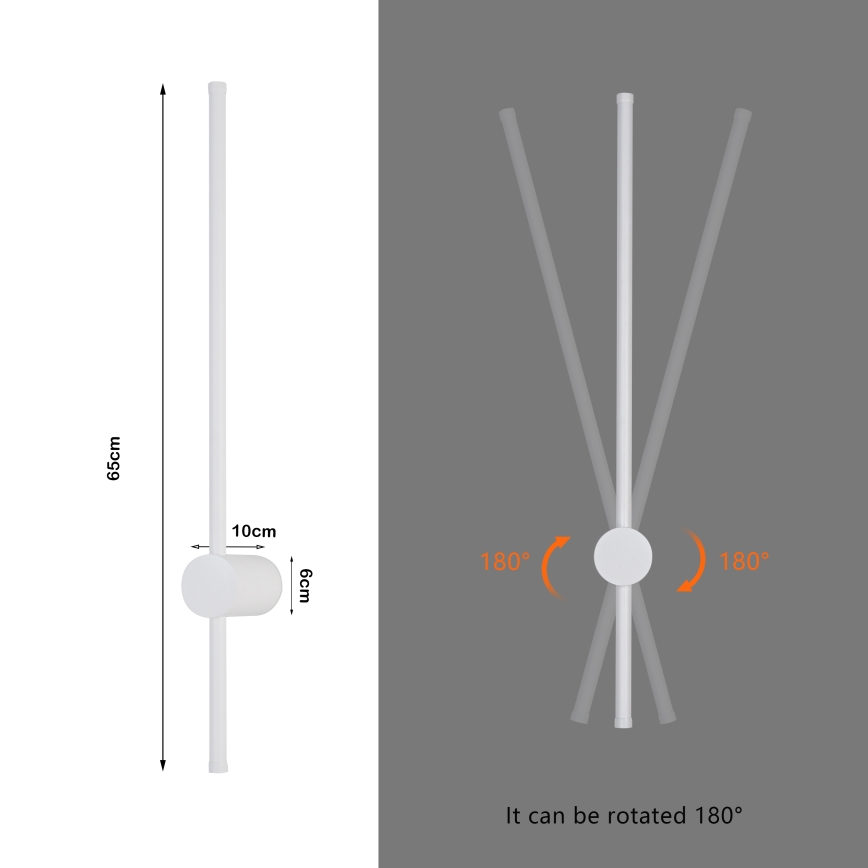 Brilagi - Zewnętrzny kinkiet LED AURA LED/12W/230V 3000K IP54 65 cm biały CRI 90