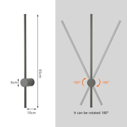 Brilagi - Zewnętrzny kinkiet LED AURA LED/12W/230V 4000K IP54 65 cm antracyt
