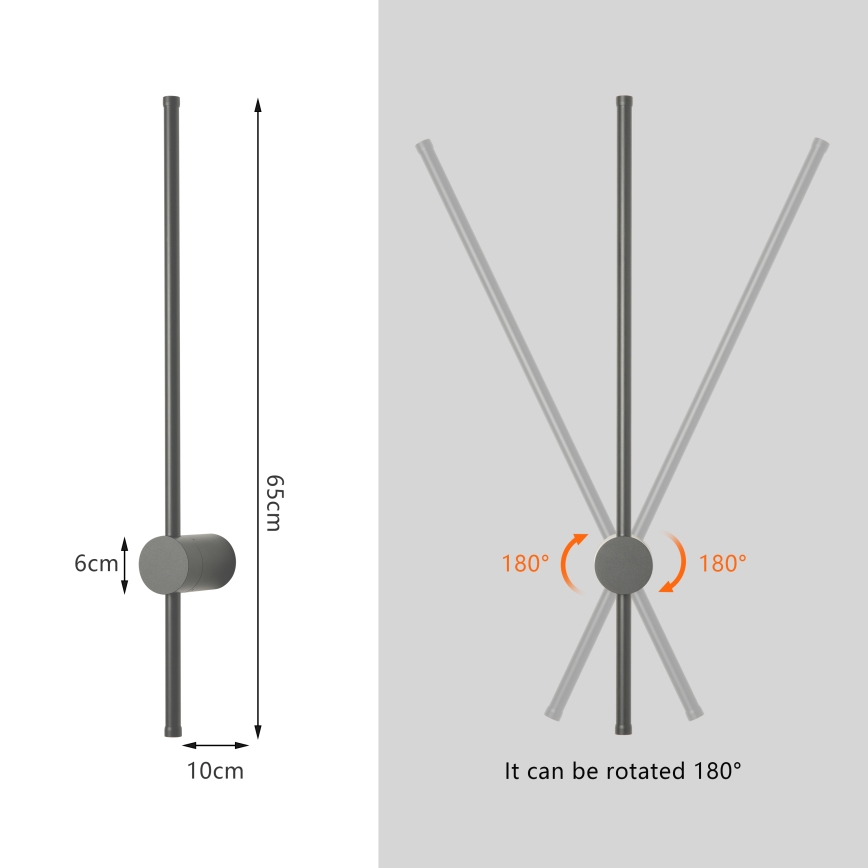 Brilagi - Zewnętrzny kinkiet LED AURA LED/12W/230V 4000K IP54 65 cm antracyt