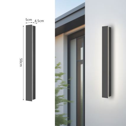 Brilagi - Zewnętrzny kinkiet LED LINEAR LED/12W/230V 3000K IP65 50 cm antracyt
