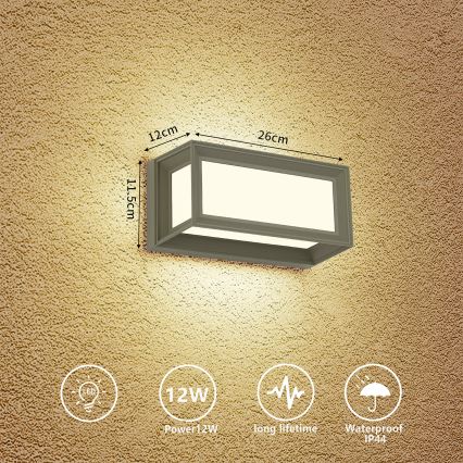 Brilagi - Kinkiet zewnętrzny LED PARKER LED/12W/230V szary IP44