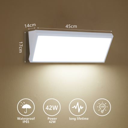 Brilagi - Zewnętrzny kinkiet LED TRIANGLE/42W/230V 45 cm biały IP65