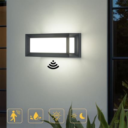 Brilagi - zewnętrzny kinkiet LED z czujnikiem PARKER LED/12W/230V antracyt IP44