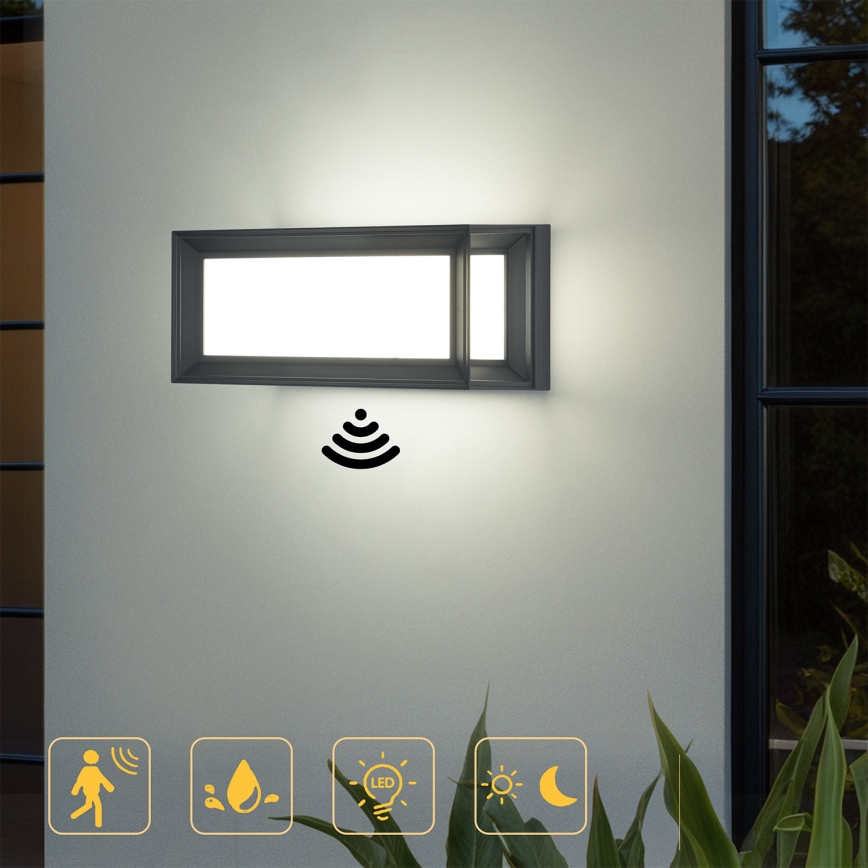 Brilagi - zewnętrzny kinkiet LED z czujnikiem PARKER LED/12W/230V antracyt IP44