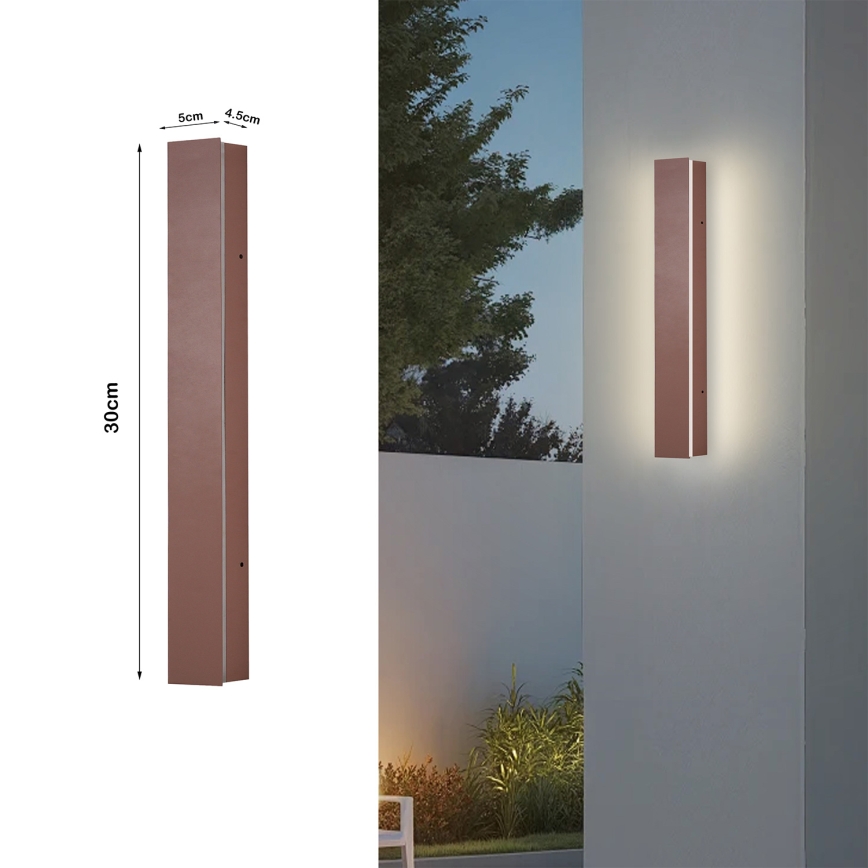 BRILAGI - LED zewnętrzny kinkiet LINEAR LED/8W/230V 3000K IP65 30 cm brązowy CRI 90