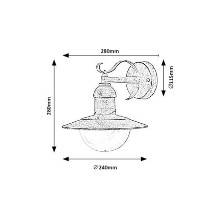 Brilagi - Kinkiet zewnętrzny MOLDE 1xE27/60W/230V IP44 biały/patyna