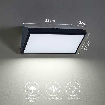 Brilagi - Kinkiet zewnętrzny TRIANGLE 1xE27/60W/230V czarny IP65
