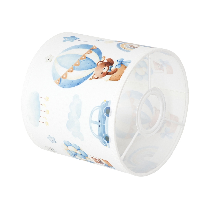 BRILAGI - Klosz uniwersalny BOBO E27 śr. 15 cm biały/niebieski/misie