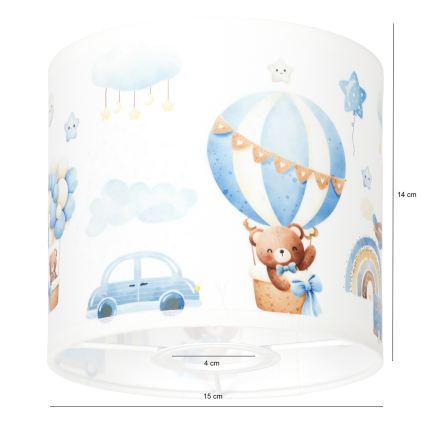 BRILAGI - Klosz uniwersalny BOBO E27 śr. 15 cm biały/niebieski/misie