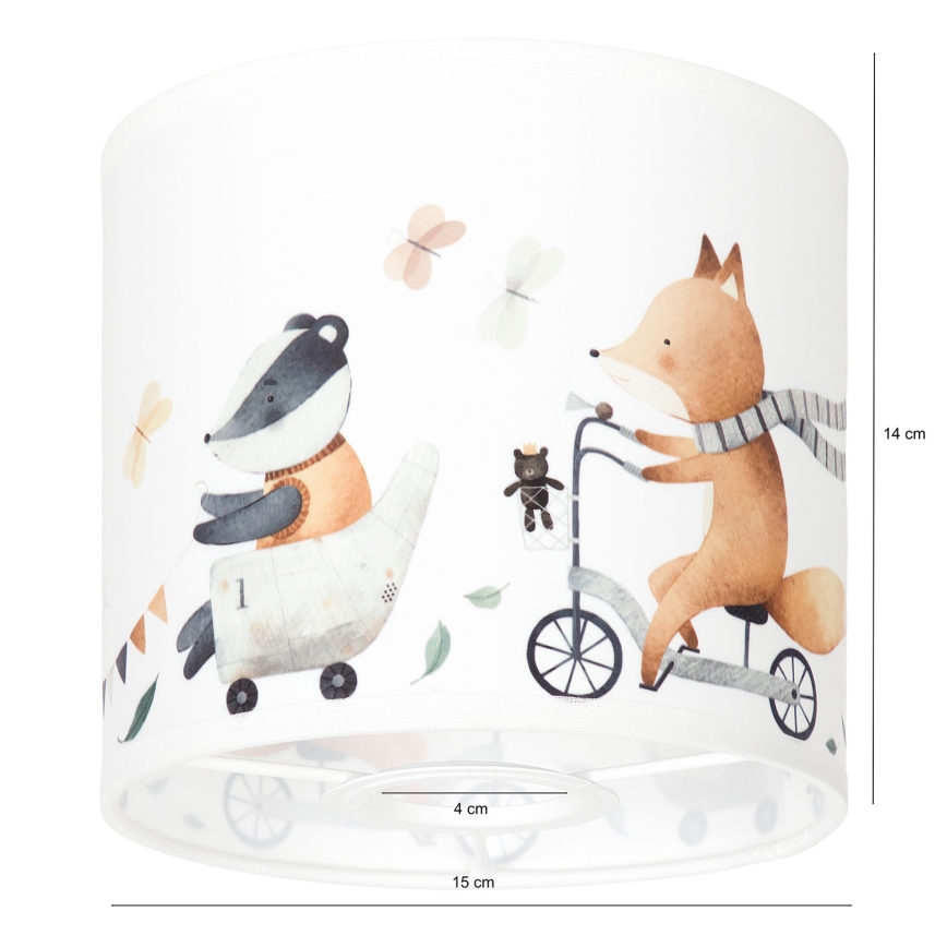 BRILAGI - Klosz uniwersalny BOBO E27 śr. 15 cm biały/zwierzątka