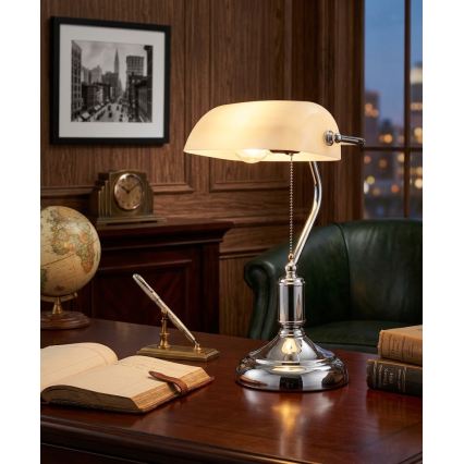 BRILAGI - Lampa biurkowa BANK OFFICE 1xE27/60W/230V chrom błyszczący/biały