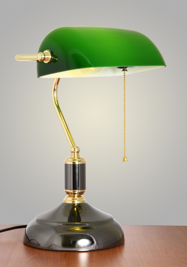 Brilagi - Lampa biurkowa BANK OFFICE 1xE27/60W/230V czarna/złota/zielona