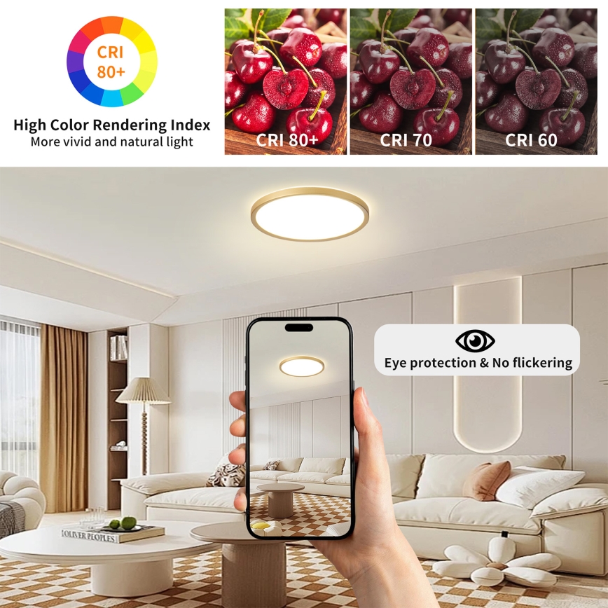 Brilagi - LED oprawa sufitowa łazienkowa ULTRA SLIM LED/18W/230V Ø 30 cm złota IP54