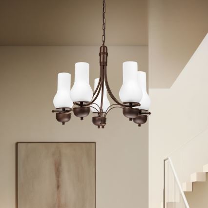 Brilagi - Lampa wisząca LED na łańcuchu COTTAGE 5xE14/40W/230V dąb/biały
