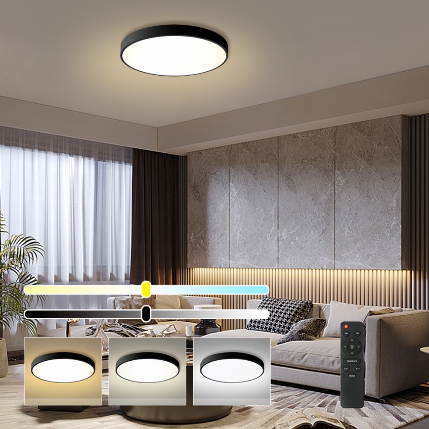 Brilagi - LED Lampa sufitowa regulowana POOL LED/60W/230V 3000-6000K średnica 60 cm czarna + pilot zdalnego sterowania