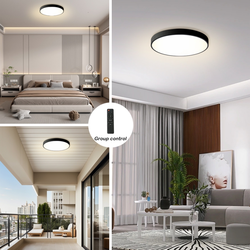Brilagi - LED Lampa sufitowa regulowana POOL LED/60W/230V 3000-6000K średnica 60 cm czarna + pilot zdalnego sterowania