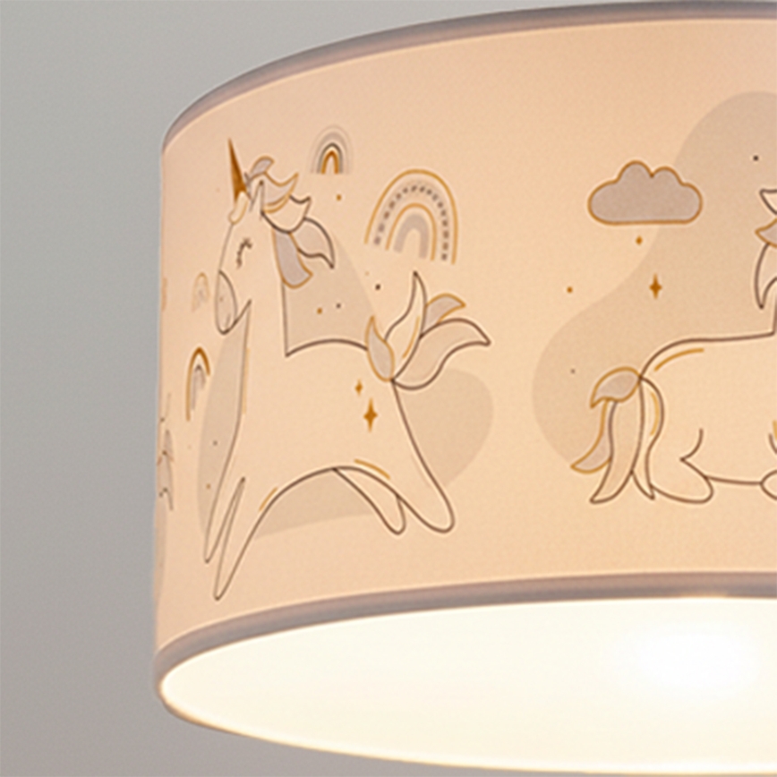 Brilagi - LED dziecięcy żyrandol na linkę BOBO 1xE27/10W/230V Ø 35 cm biały / z motywem jednorożców