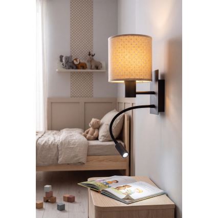 Brilagi - giętna lampa ścienna LED BOBO 1xE27/25W/230V + LED/3W czarna/beżowa/w kropki