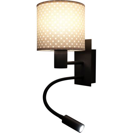 Brilagi - giętna lampa ścienna LED BOBO 1xE27/25W/230V + LED/3W czarna/beżowa/w kropki