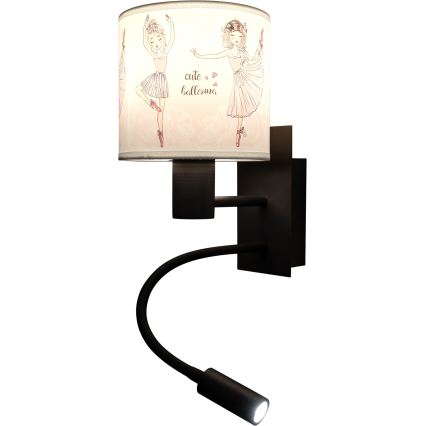 Brilagi - LED dziecięca giętka lampa ścienna BOBO 1xE27/25W/230V + LED/3W czarna/biała/różowa/baletki