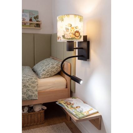 Brilagi - LED Dziecięcy giętki kinkiet BOBO 1xE27/25W/230V + LED/3W czarny/biały/zielony/dżungla