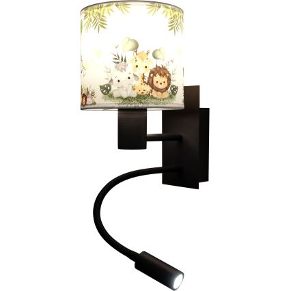 Brilagi - LED Dziecięcy giętki kinkiet BOBO 1xE27/25W/230V + LED/3W czarny/biały/zielony/dżungla