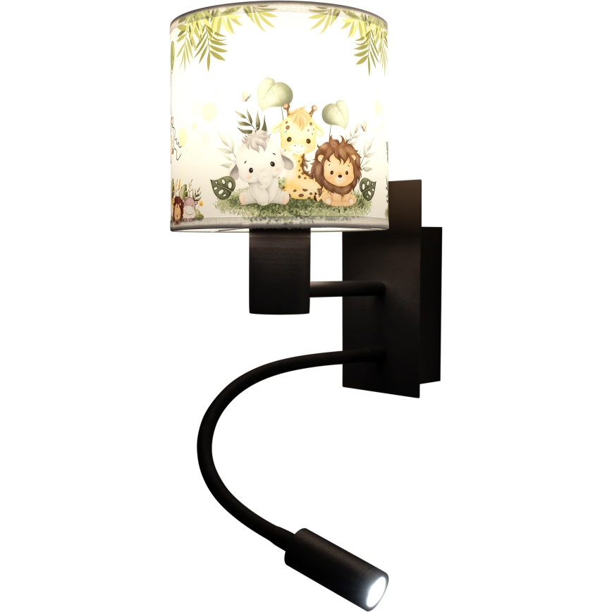 Brilagi - LED Dziecięcy giętki kinkiet BOBO 1xE27/25W/230V + LED/3W czarny/biały/zielony/dżungla