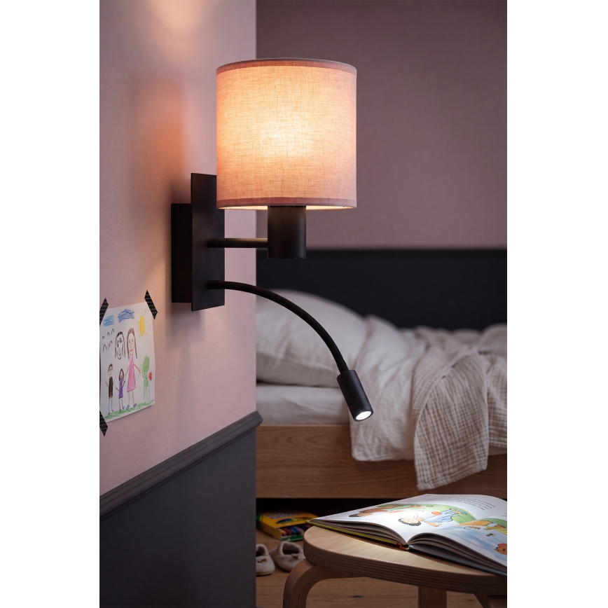 Brilagi - LED elastyczny kinkiet BOBO 1xE27/25W/230V + LED/3W czarny/różowy
